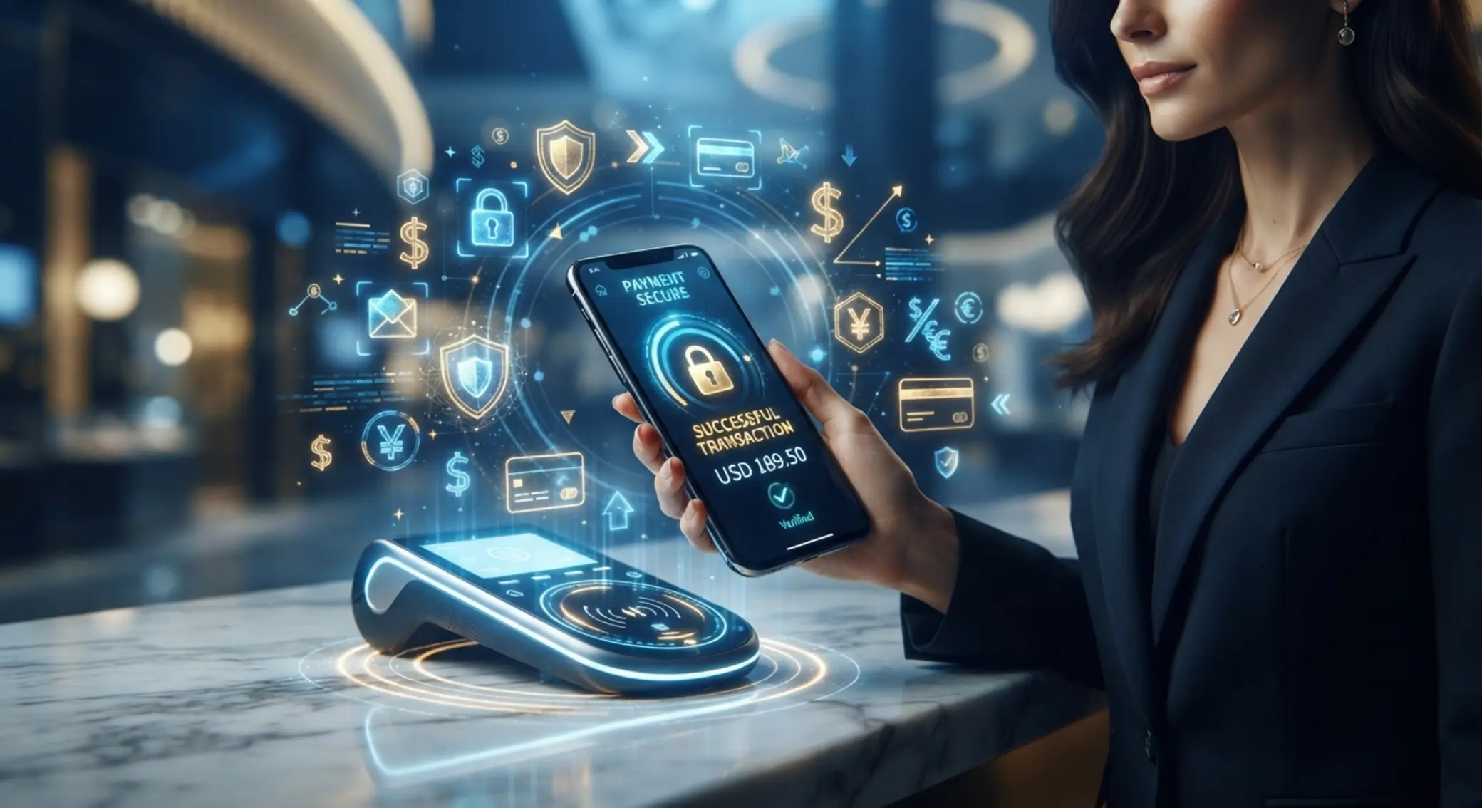 Ikony płatności mobilnych obok smartfona
