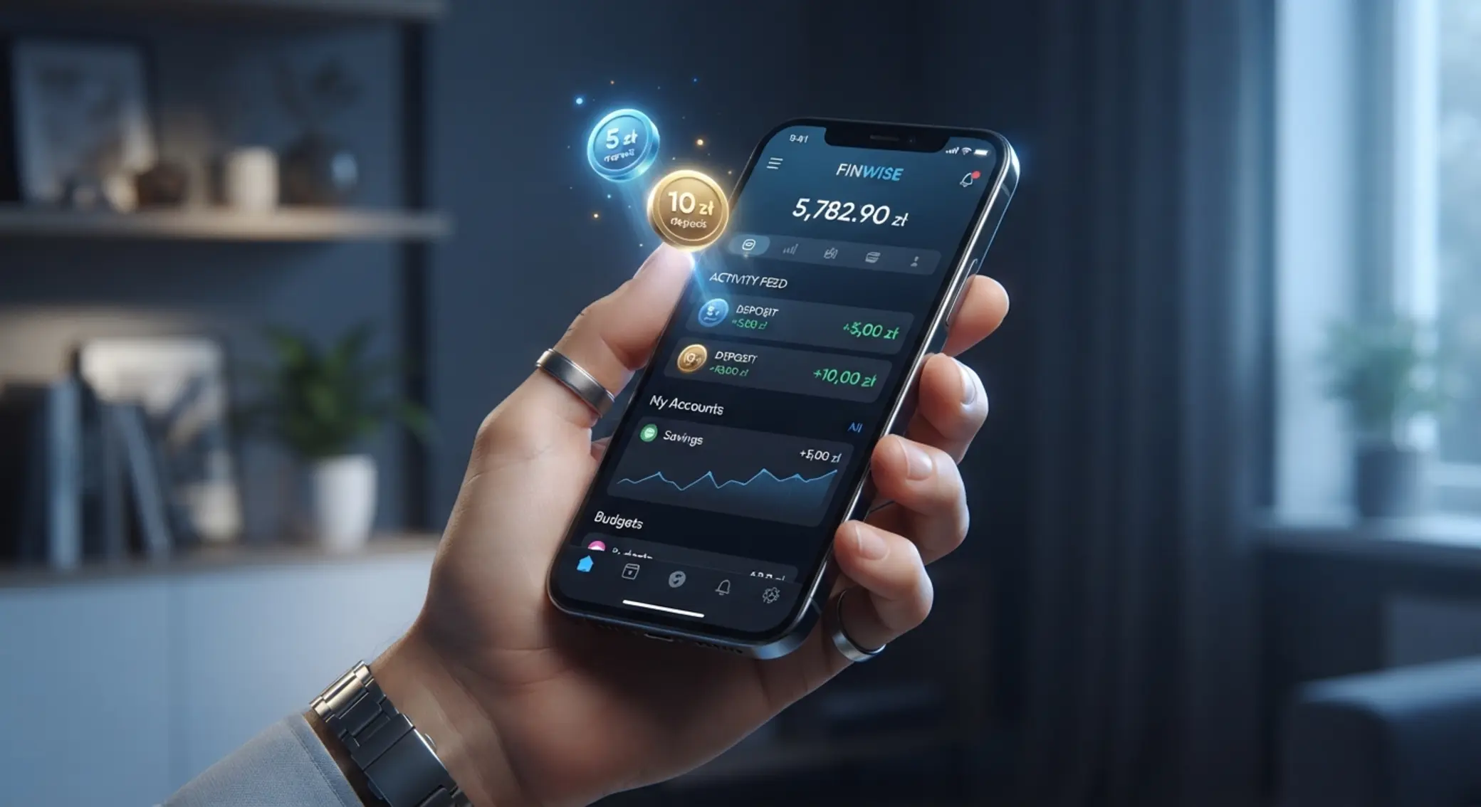 Mały depozyt w aplikacji finansowej na smartfonie
